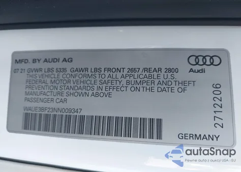 2022 Audi A6 Premium Plus 45 Tfsi Quattro S Tronic z USA, uszkodzony, nr VIN WAUE3BF23NN009347